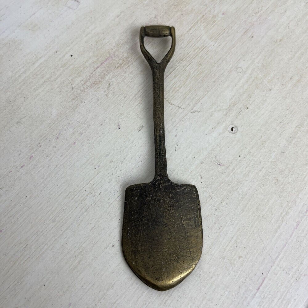 Small Brass Metal Shovel Spade Garden Tool Decoration 6.5 Inches Gift Spring - Picture 5 of 8